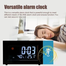 Reloj Digital con pantalla LED de retroiluminación, reloj con proyección de clima de pantalla, alarma, reloj de temperatura y humedad