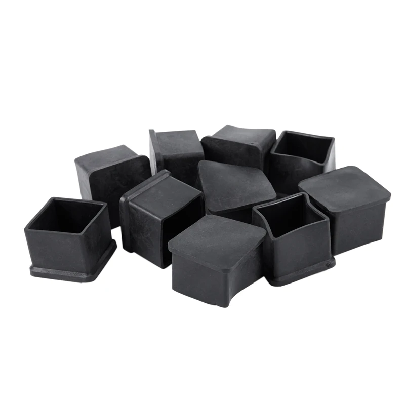

Fashion-10pcs 30x30mm Square Rubber Desk Chair Leg Foot Cover Holder Protector Black