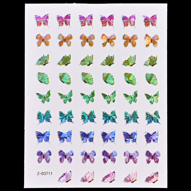 Craft Sticker 3D Nail Art Sticker Ultra-thin Butterfly Nail Art Decoration Sticker Holographic Laser Butterfly Nail Decals
