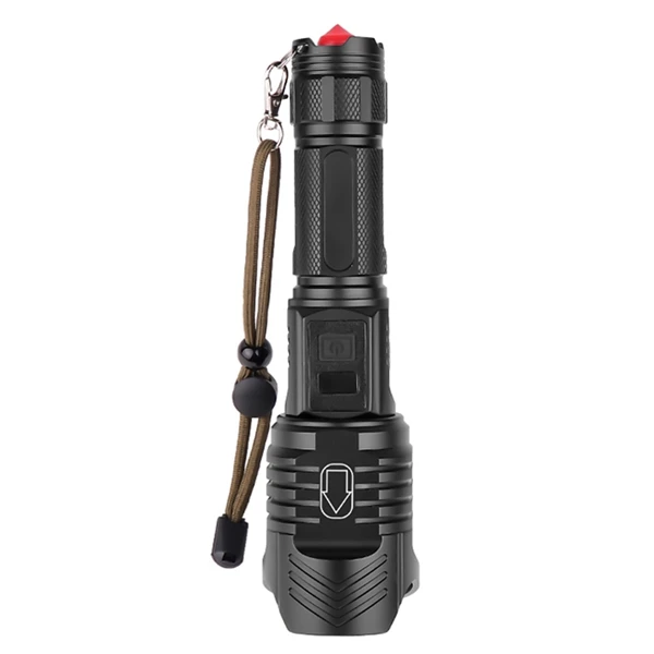 

LED Flashlight XHP90 Powerful Flashlight XHP70 26650 Zoomable Lantern Smart Chip Waterproof Bottom Outdoor Safety Hammer
