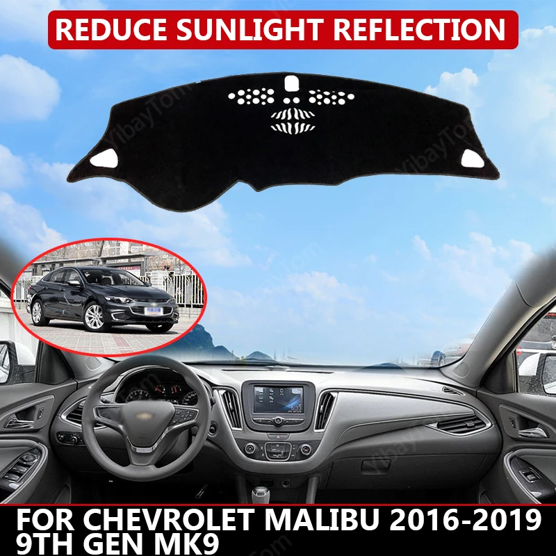 

Carpet Dash mat for Chevrolet 2016-2019 9th Gen MK9 Auto Dashboard Velvet Cover Black blocks dust reduces noise car accessories