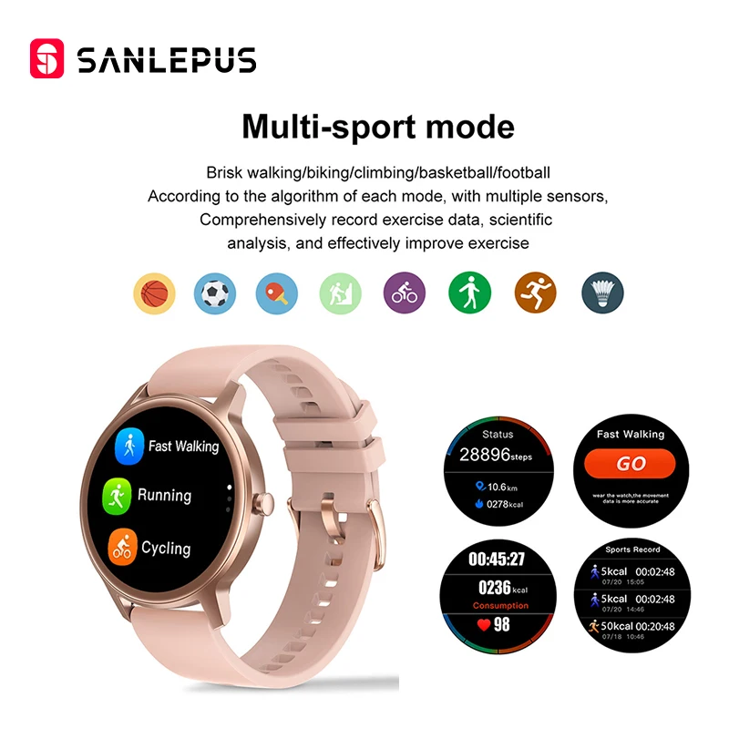 Новинка 2020 умные часы SANLEPUS модные женские повседневные мужские спортивные