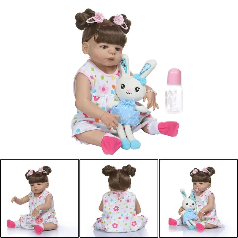 22in Реалистичная кукла-Пупс мягкая полностью силиконовая виниловая новорожденная девочка Реалистичная игрушка ручной работы для детей подарки на день рождения и Рождество