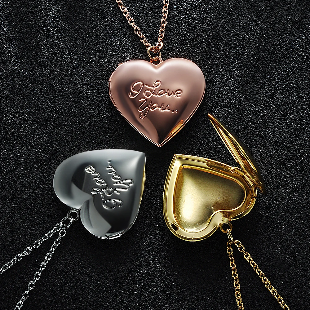Я люблю тебя резная фоторамка медальон ожерелья сердце кулон ожерелье ювелирные