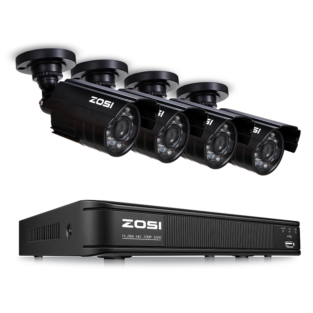 ZOSI 8CH CCTV система 8CH сеть TVI DVR 4 шт. 1280TVL ИК Всепогодная система камер домашней безопасности наблюдения DVR комплект - Цвет: Black 2