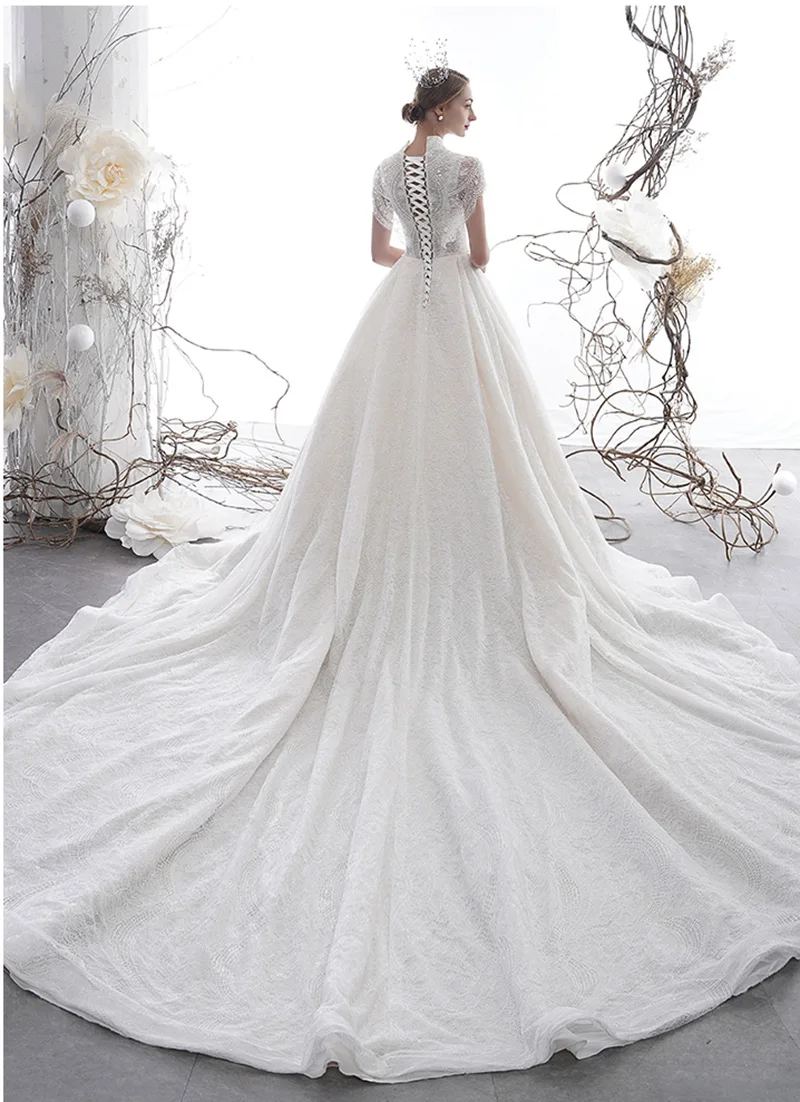 SoAyle Vestido de Noiva бальное платье Свадебные платья v-образный вырез шаль платье принцессы Dreamy простое платье невесты корт Свадебное Платье