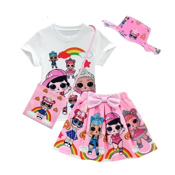 

Original LOL Surprise Summer new suit skirt girl short sleeve short skirt bag fisherman hat four-piece suit