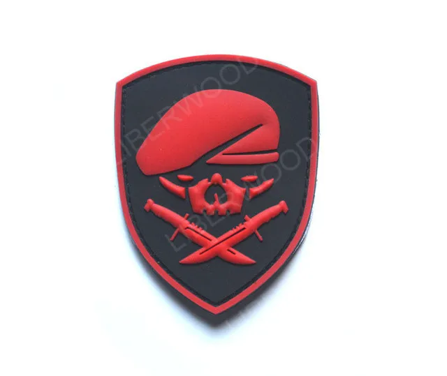 Morale Patches No Knife No Life SKULL PVC 3D Military Tactical Patch badge applique EMBLEM - Цвет: RED 7cm x 8.6cm