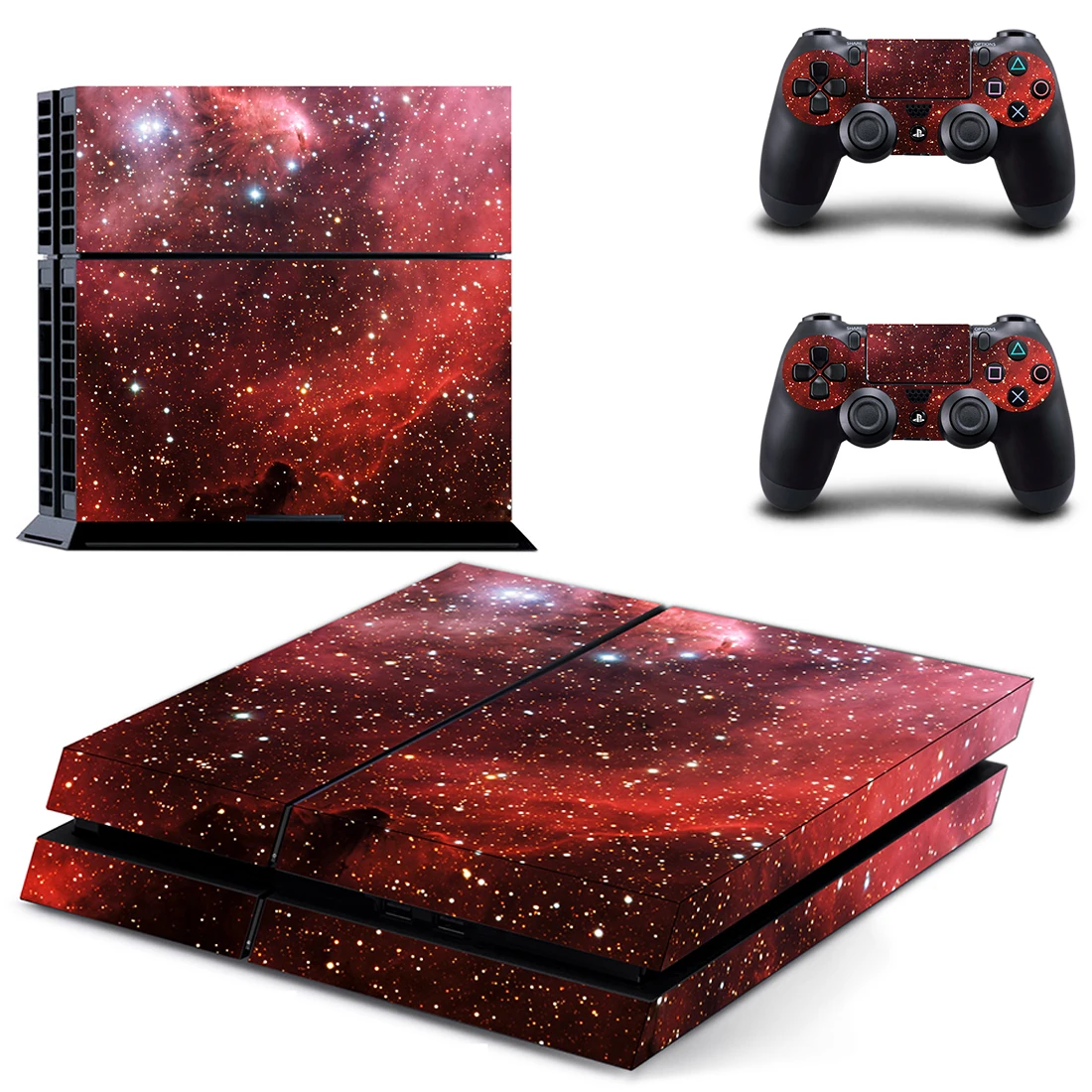 Красный звездное небо стиль наклейка кожи наклейка для PS4 Playstation 4 консоли защитная пленка + 2 шт. контроллеры защитный чехол