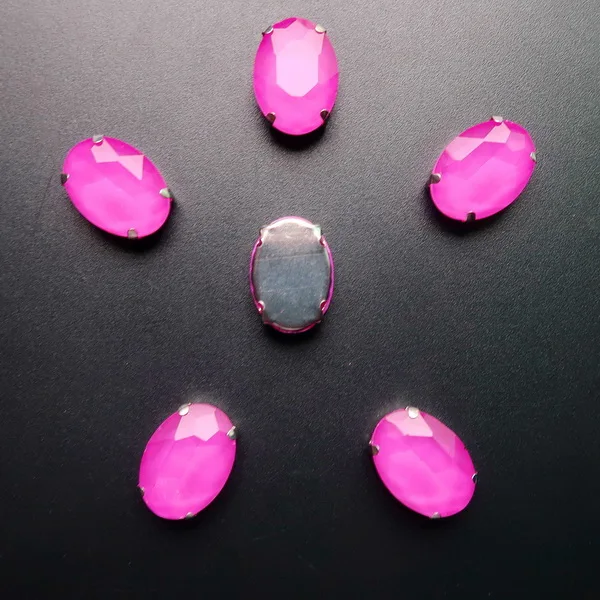 A22 Fuchsia Серебряные коготь настройки 20 шт/п 10x14 мм 13*18 мм желе конфеты AB цвета стекло Кристалл овальной формы пришить стразы аппликация diy отделка - Цвет: A22 Fuchsia