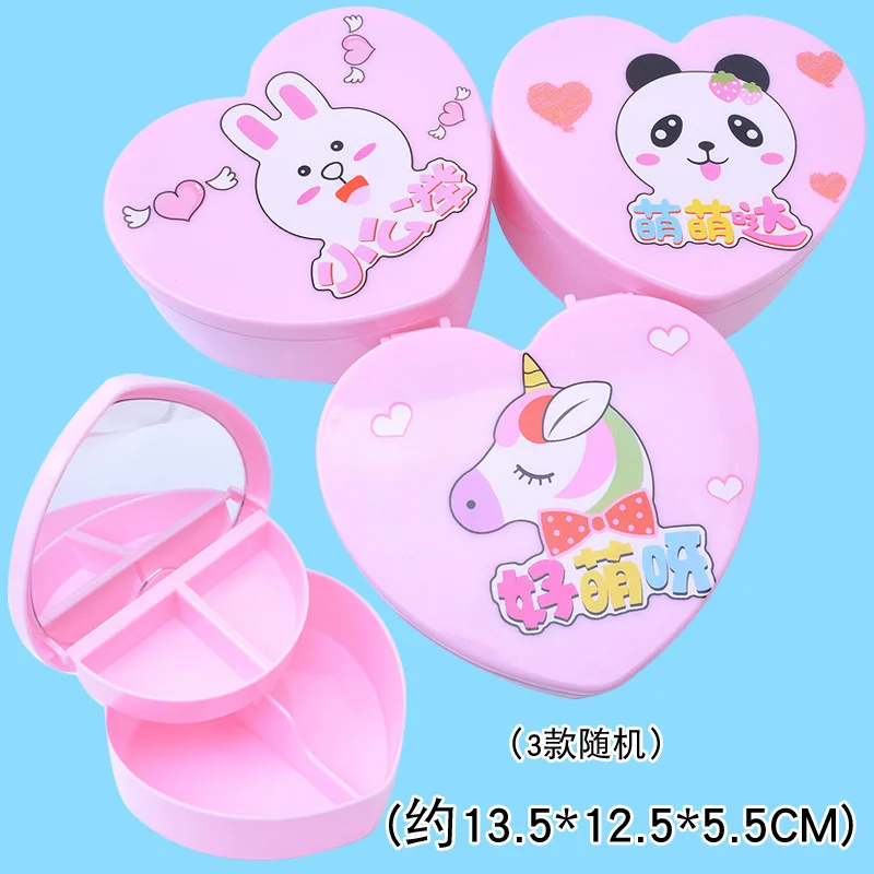 Cartoon Love Random Симпатичная косметичка с рисунком из мультфильма коробка с наклейками для маленьких девочек ролевые игры Красота Мода подарок на день рождения ювелирные изделия Kawaii аксессуары - Цвет: Cartoon Love Random
