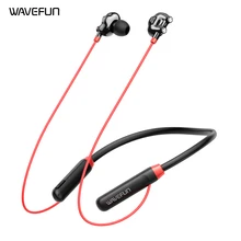 Dupla dinâmica driver wavefun flex u bluetooth fone de ouvido sem fio neckband fone de ouvido baixo mais 10 horas música tempo com microfone
