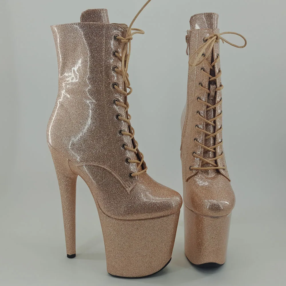 Leecabe/блестящие женские босоножки на платформе; цвет золотистый; 20 см/8 дюймов; цвет БЕЖЕВЫЙ Вечерние туфли на высоком каблуке обувь для танцев на шесте