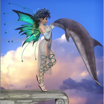 

5D Diy Diamond Painting Fairy and Dolphin Cross Stitch Resin Stone Pasted Painting Needlework Full square Diamond embroidery