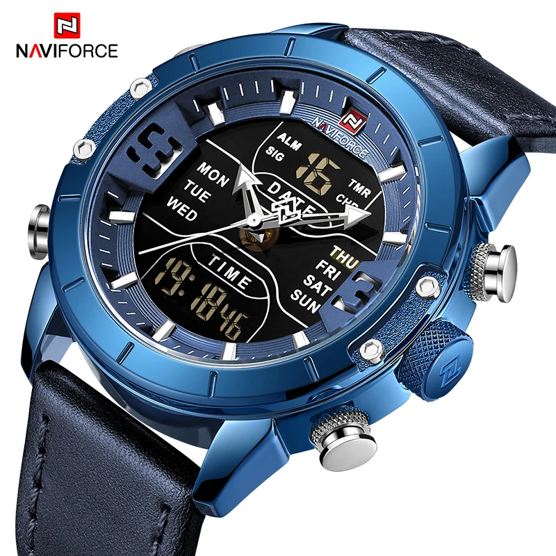 NAVIFORCE мужские часы брендовые Роскошные модные кварцевые спортивные светодиодные
