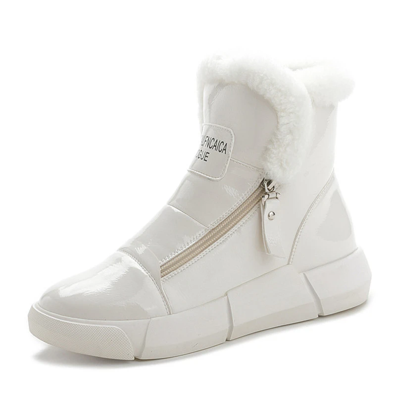 Women's Ankle Boots Women 2021 New Fur Warm Snow Boots Female Winter White Zipper Booties Female Fashion Waterproof Warm Shoes