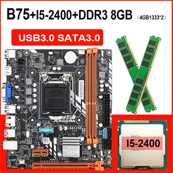 

B75 LGA 1155 Motherboard set with Intel Core I5 2400 CPU 2Pcs*4GB 1333MHz DDR3 Desktop Memory SATA III USB 3.0 VGA HDMI