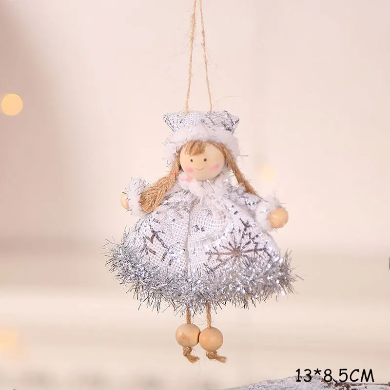 Год подарок милый Рождественский Шелковый плюшевый Ангел Кукла орнамент с рождественской елкой Noel рождественские украшения для дома Navidad Декор - Цвет: A21-White angel girl