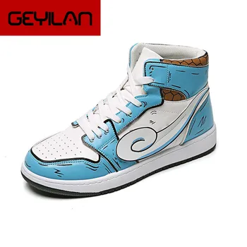 

Fashion Men High Top Canvas Shoes Cool 3D Printing Pokemon Lace-up Vulcanize Shoes Male Comfort Flat Shoes