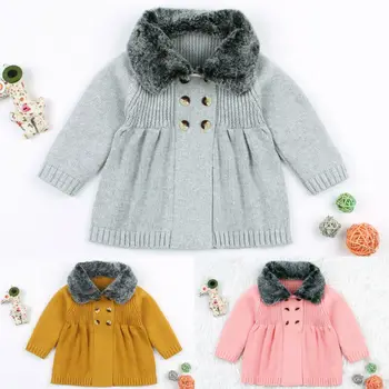 

3-24M Winter Warm Newborn Kids Baby Girl Doll Collar Plush Coat Outerwear Jacket Long Sleeve Coat Girls Clothing Infant Costume