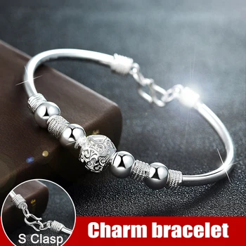 

YANHUI 925 Sterling Silver Round Lantern Beads Bracelet For Women Charm Bracelets & Bangles Fashion Jewellery Pulseras Mujer