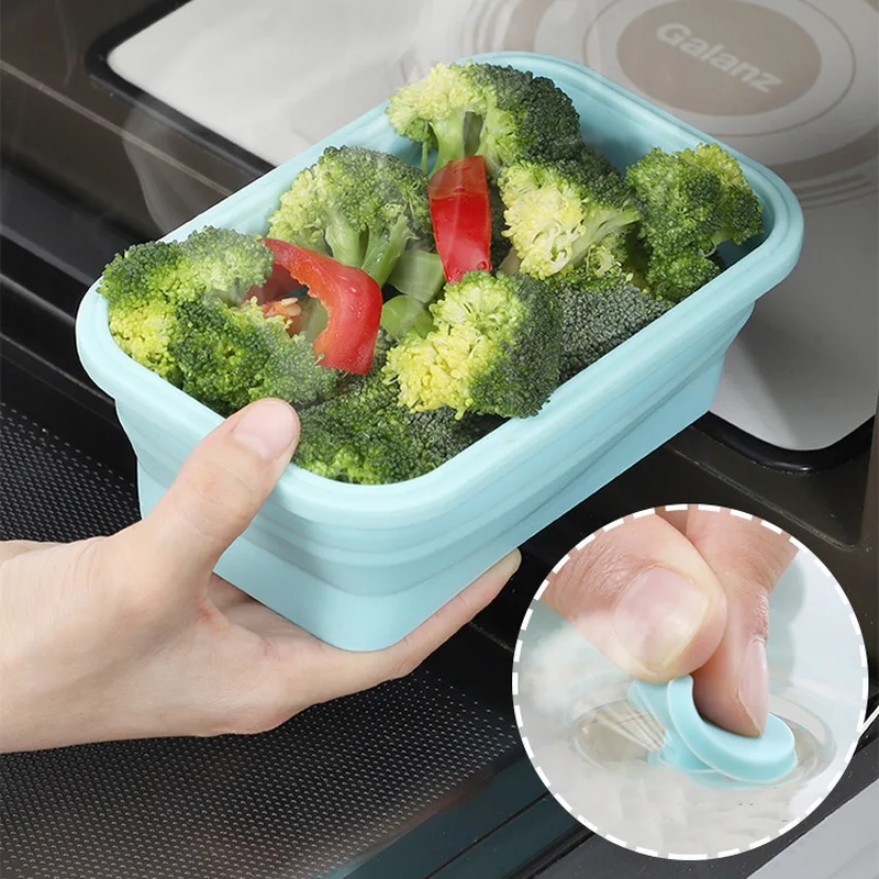 IVYSHION контейнер для хранения еды Bento Box Силиконовый складной контейнер для обеда Microwavable Портативный Пикник Кемпинг Открытый ланч бокс