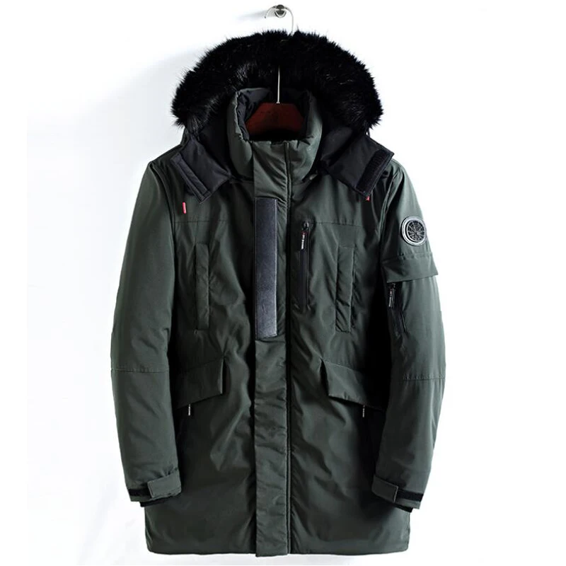 Зимнее меховое пальто утепленная Длинная Куртка мужская верхняя одежда ветровка сохраняющая тепло ветрозащитная парка Casaco Masculino Мужское пальто с карманами - Цвет: 8826 green