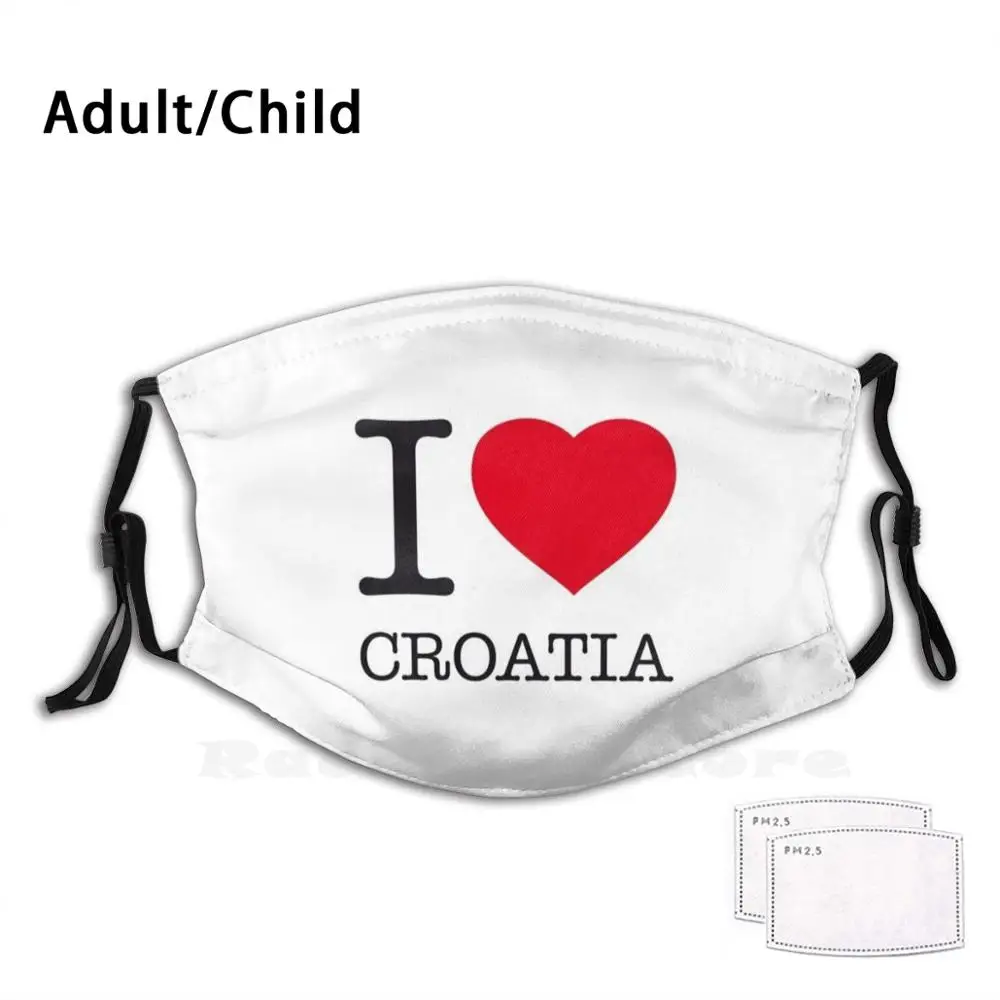 Многоразовая фильтрующая маска для лица с надписью I Love Хорватия и забавным