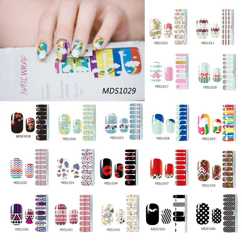 Nail Polish Strips DIY Waterproof Nail Wraps Cute Cartoon Pattern Nail Stickers Nail Patch For Women Nail Art Stickers