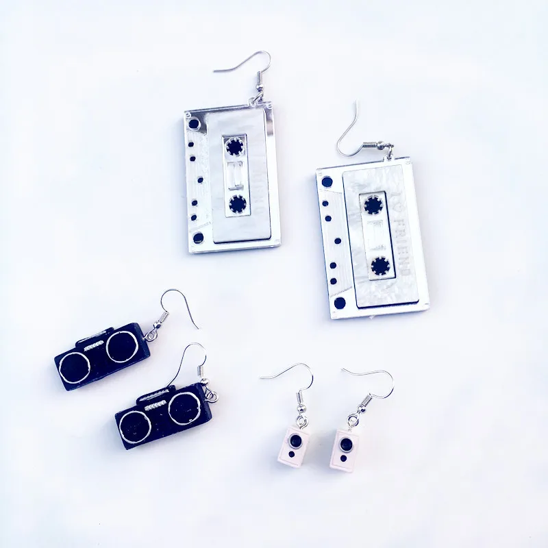

Funny Simulation Radio Acoustics Resin Earrings Vintage Tape Drop Earrings for Women Girl Creative Handmade DIY Jewelry Gift