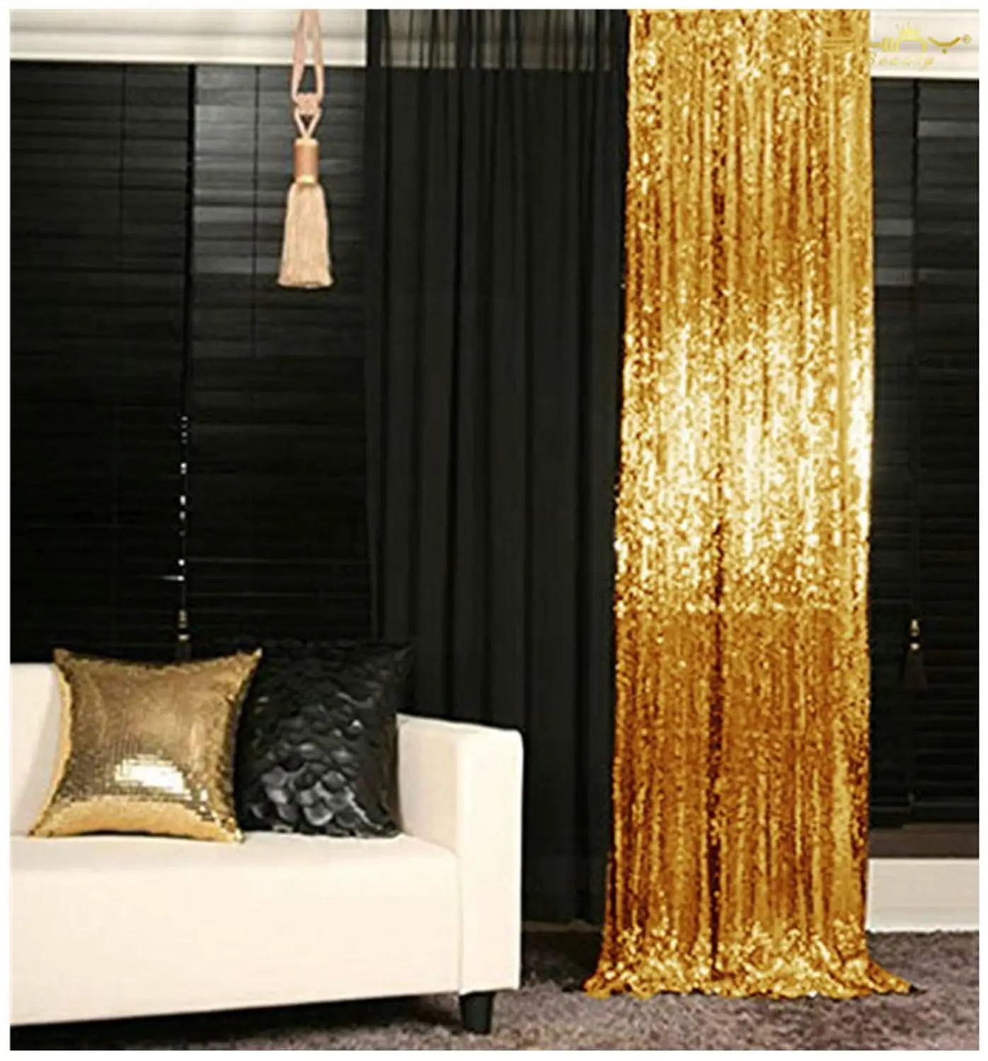 

Shinybeauty Photo Curtains Dark Gold Sequin Photo Backdrop Birthday Wall Decoration-M190727