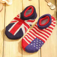 Женские носки-тапочки с винтажным рисунком, домашние короткие Нескользящие домашние вязаные Чулочные изделия