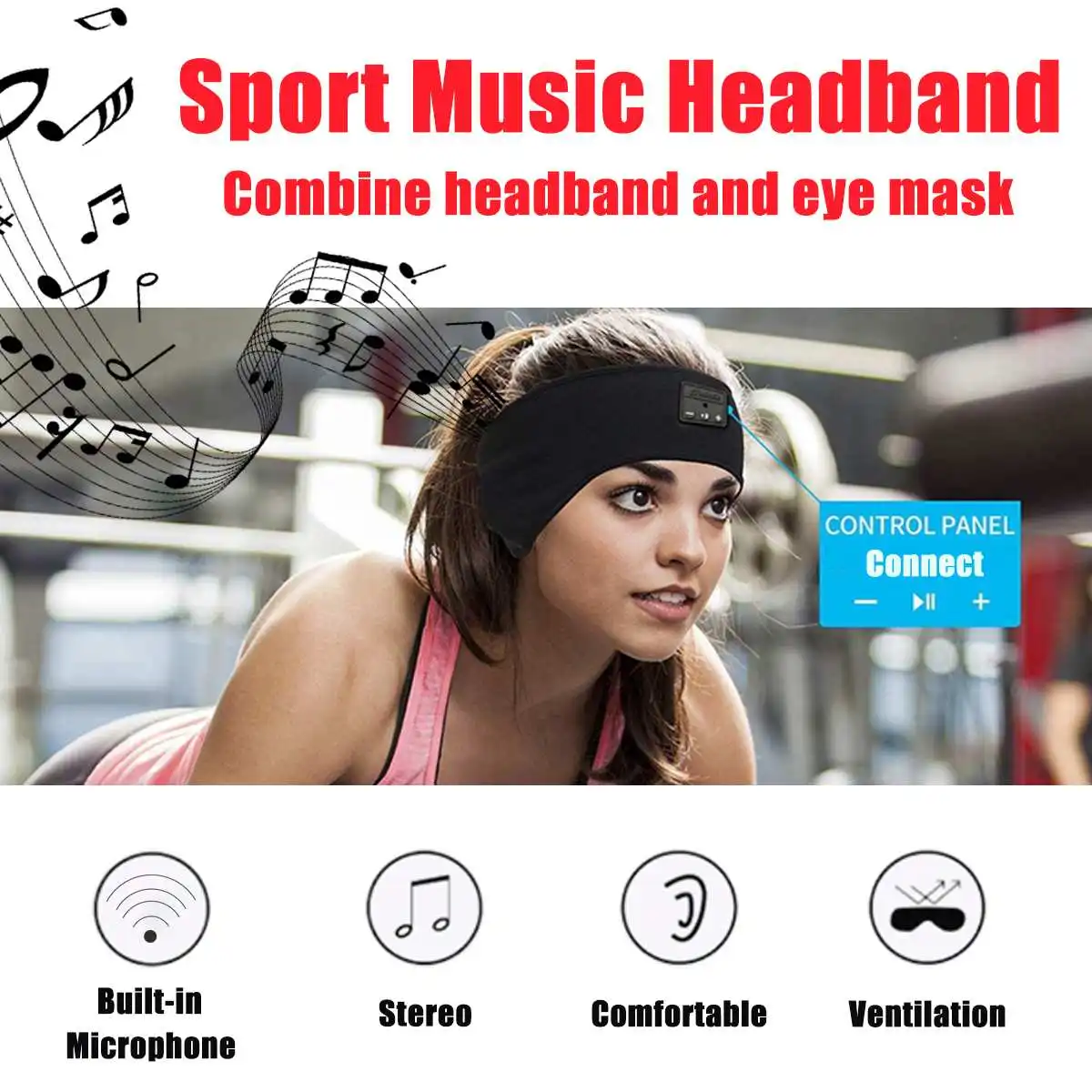 5 0 bluetooth Sport Headband Earphone Sleep Mask Sport Head band Soft Headphone Sleeping Headwear Headset For Listenting Music