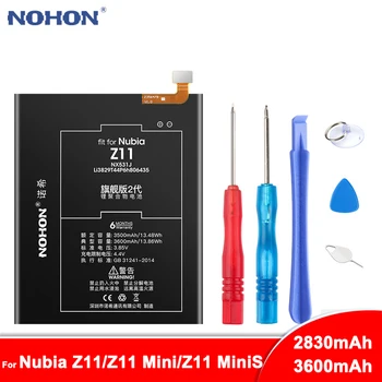 

Original NOHON NX529J NX531J NX549J Battery For Nubia Z11 Mini Z11 MiniS Li-Polymer Phone Replacement Batteria 3600mAh 3430mAh