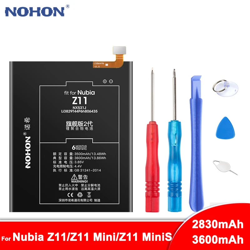 Tanie Oryginalny NOHON NX529J NX531J NX549J bateria do Nubia Z11 Mini Z11 MiniS li polimerowa wymiana telefonu Batteria 3600mAh 3430mAh