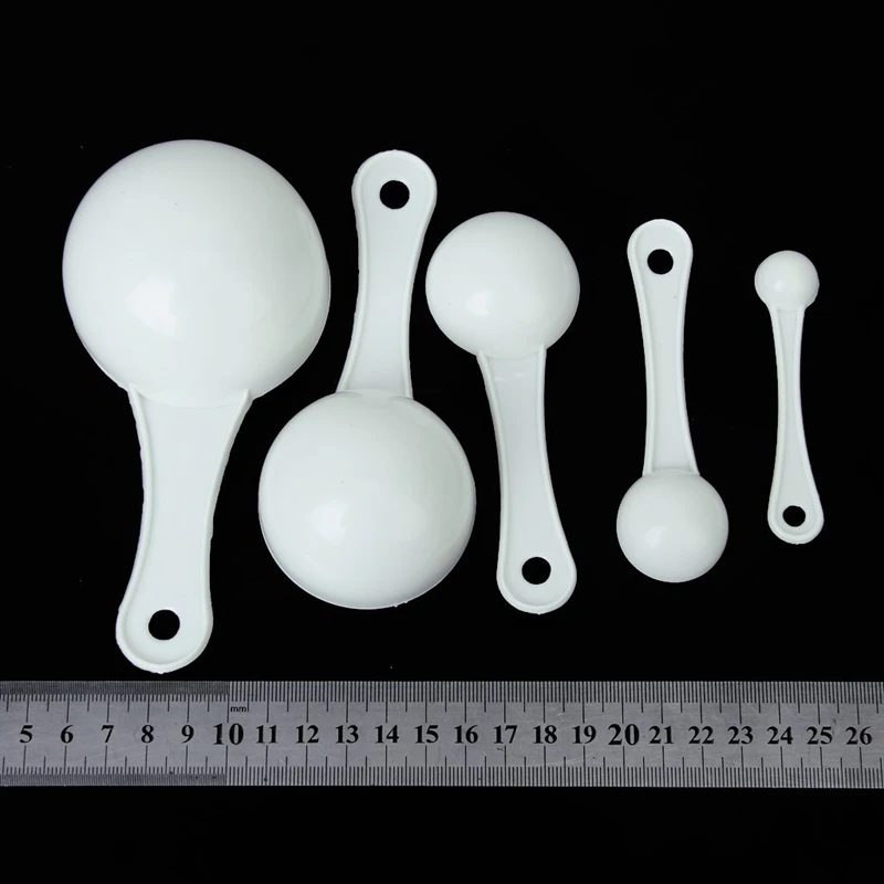 Quality Lot 5 pcs 100ml / 50ml / 15ml / 5ml / 1ml Dispensers Plastic Measuring Spoons