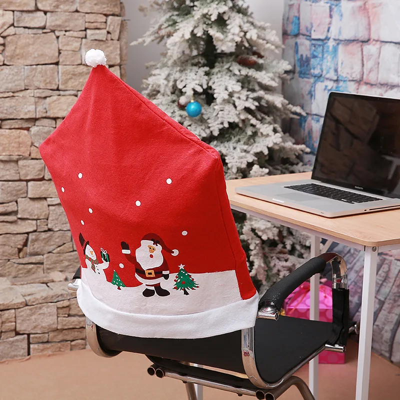 Чехол на стул, обеденный стол, Санта Клаус, снеговик, красный колпачок, орнамент, чехлы на спинку стула, Рождественский Декор, стол, новогодние принадлежности