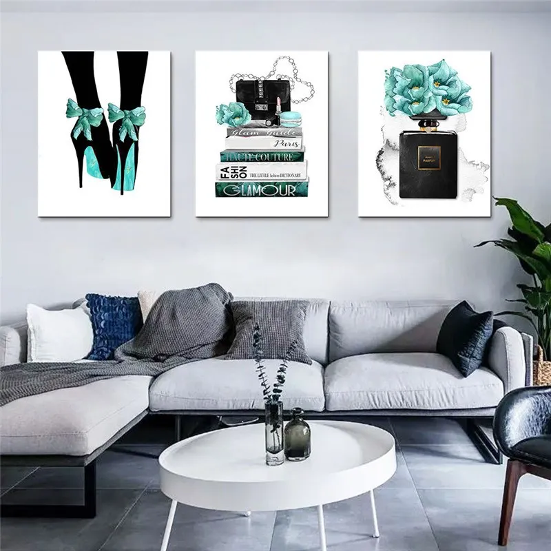 

Home Adornment Picture Fashion Draw Core High Heels Perfume Style Personality Green Household Decoration Spray Canvas Painting