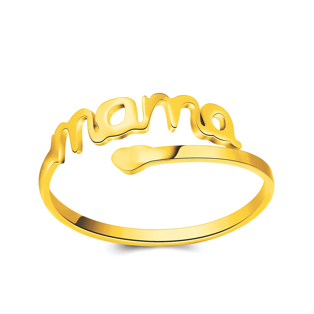 

Mama Abuela Personalized Name Rings Heart Adjustable Stainless Steel Nameplate Rings for Mom Grandma Jewelry Mother's Day Gift