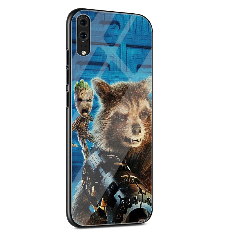 Чехол из стекла для huawei P10 P20 P30 Lite Pro P Smart mate 10 20 Lite Y6 Y9 Honor 7A 8X9 10 Cover Guardian Rocket енот Shell - Цвет: G4