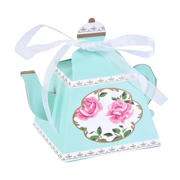 

50pcs Kate Aspen Cute Elegant Candy Box Home With Ribbon Packing Teapot Shape Party Favor European Style Gift Case Sugar Storage