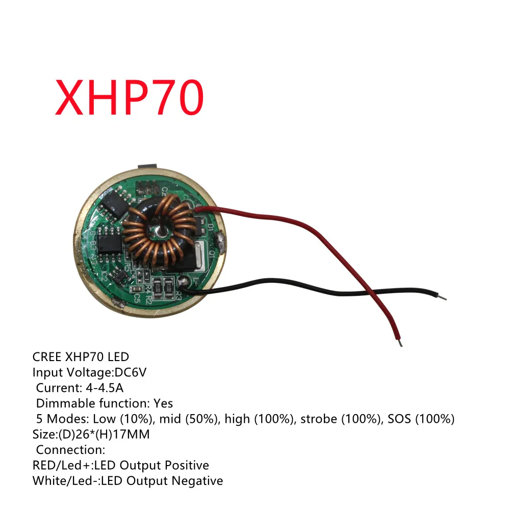 Светодиодный драйвер Cree XLamp XHP70 лампа 6 в 22 мм 5 режимов вход 6-15 для светильник п 1