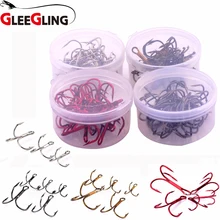 GLEEGLING 20 шт. Fishing тройной крючок 2/4/6/8/10# Мягкая приманка для рыбы крючкообразный крючок с ящик для хранения рыболовных снастей Сталь тройной крючок