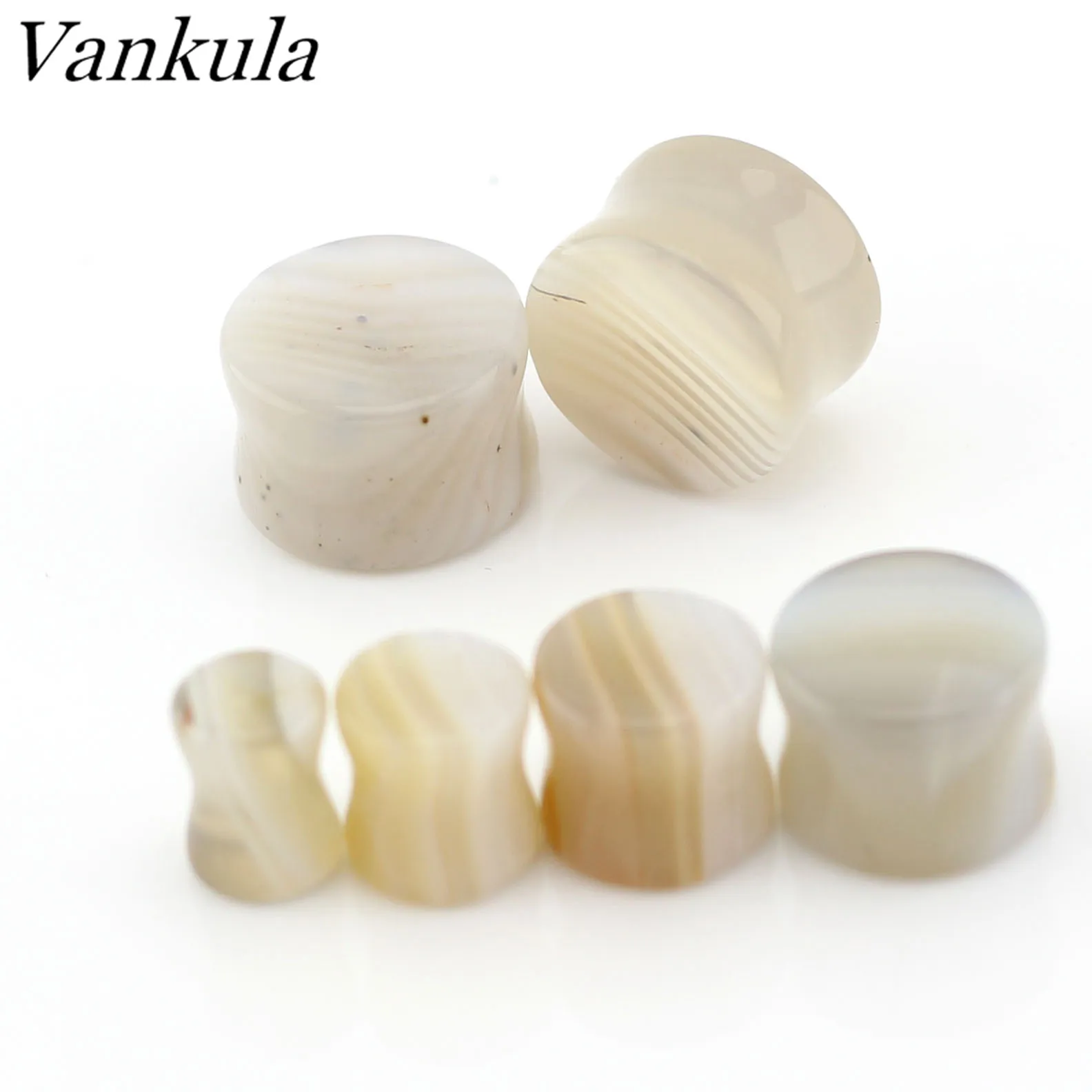 

Vankula Natural Stone Ear Tunnel Plug Ear Expender Silk Stone Body Piercing Jewelry Earring Gift Pair Selling 6mm to 16mm