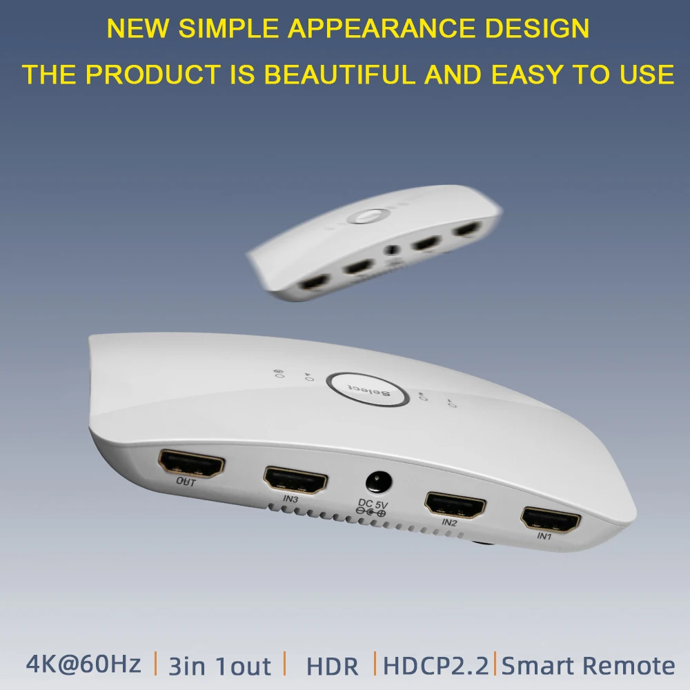 HDMI 3x1 коммутатор 4K 60Hz HDMI разветвитель порт HDMI коммутатор разветвитель коробка HD 3D с пультом дистанционного управления белый