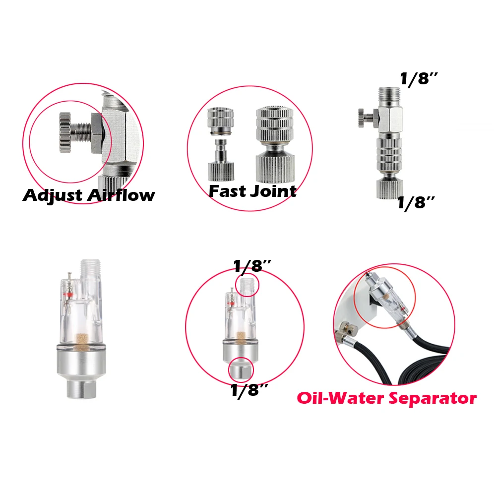 Назальный 1/" воздушный фильтр, Аэрограф, регулирующий воздушный поток, соединительная муфта для воздушного шланга, аэрощетки