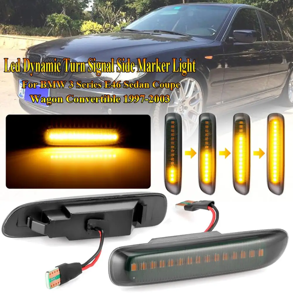 

2PCS Turn Signal Light for BMW 3 Series E46 Sedan Coupe Wagon Convertible LED Dynamic Side Fender Marker LED Side Marker Light
