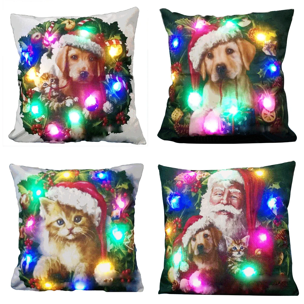 Модный Красочный светильник на Рождество наволочка Санта Клауса чехол для