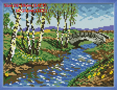 scenery countryside Наборы для вышивания крестиком с изображением горного водного дерева, наборы для вышивания, наборы для вышивания, Набор для вышивания крестиком, Набор для вышивания - Цвет: scenery countryside