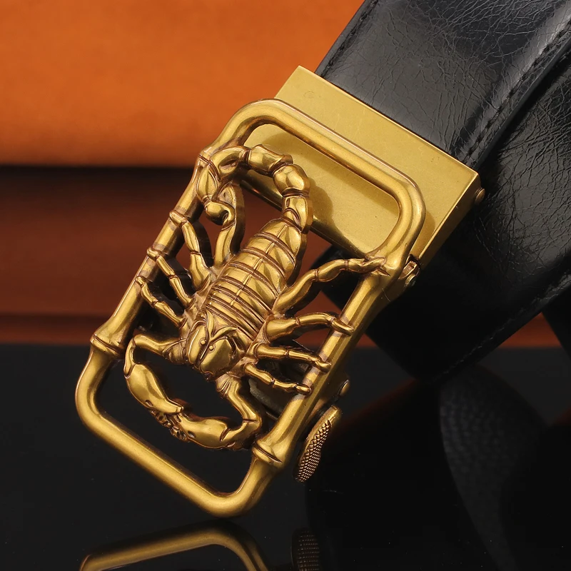 

High qualityScorpion Automatic Buckle designer belts men luxury brand Casual ceinture homme Cowskin Waistband Waist Strap